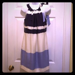 Blues & white Banana Republic halter shift dress